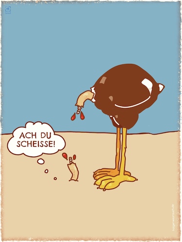 Cartoon: Ach du Scheiße (medium) by hollers tagged vogel,strauß,kopf,sand,scheiße,ach,vogel,strauß,kopf,sand,scheiße,ach