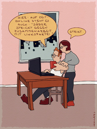 Cartoon: Keine Rote Socke (medium) by hollers tagged söder,linkspartei,bundestag,regierung,csu,stricken,grüne,rot,söder,linkspartei,bundestag,regierung,csu,stricken,grüne,rot