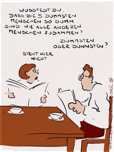 Cartoon: Statistik (medium) by hollers tagged statistiken,dumm,dümmste,dünn,zeitung,paar,fünf,schlagzeilen,statistiken,dumm,dümmste,dünn,zeitung,paar,fünf,schlagzeilen