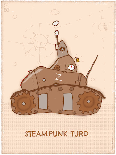Cartoon: Steampunk turd (medium) by hollers tagged steampunk,turd,kackhaufen,tank,panzer,war,russia,ukraine,steampunk,turd,kackhaufen,tank,panzer,war,russia,ukraine