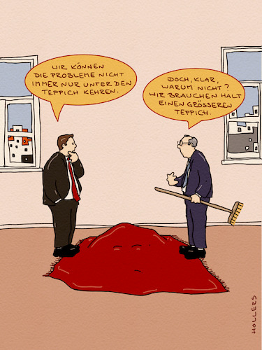 Cartoon: Teppich (medium) by hollers tagged merz,klingbeil,koalition,regierung,erklärung,probleme,teppich,demokratie,bundestag,merz,klingbeil,koalition,regierung,erklärung,probleme,teppich,demokratie,bundestag