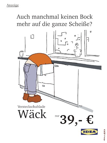Cartoon: Wäck (medium) by hollers tagged weg,verstecken,ikea,besteckschublade,möbel,küche,eskapismus,flucht,realitätsflucht,demokratie,hoffnungslosigkeit,entkommen,weg,verstecken,ikea,besteckschublade,möbel,küche,eskapismus,flucht,realitätsflucht,demokratie,hoffnungslosigkeit,entkommen