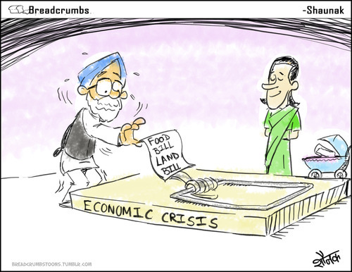Cartoon: Food Bill (medium) by Shaunak S tagged manmohan,singh,food,bill,sonia,gandhi,rahul