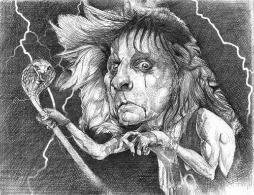 Cartoon: alice cooper (medium) by salnavarro tagged caricature,pencil,music,rock,freak