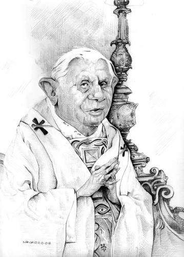 Cartoon: Joseph Alois Ratzinger (medium) by salnavarro tagged caricature,pencil,religion,pope,benedict
