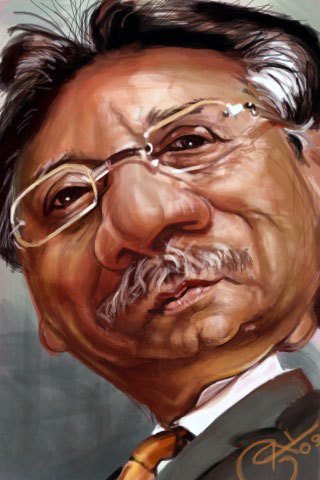 Cartoon: Pervez Musharraf (medium) by salnavarro tagged caricature,digital,musharraf,fingerpainting