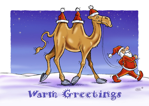 Cartoon: Warm Greetings (medium) by Stan Groenland tagged design,art,cartoon,cards,greeting,winter,santa,christmas
