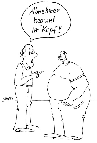 Cartoon: Abnehmen geginnt im Kopf (medium) by besscartoon tagged männer,fett,abnehmen,figur,kopf,bess,besscartoon
