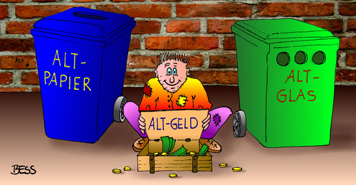Cartoon: Altgeld (medium) by besscartoon tagged besscartoon,bess,hartz,armut,altgeld,mülltrennung,recycling,altglas,altpapier,betteln,bettler,mann