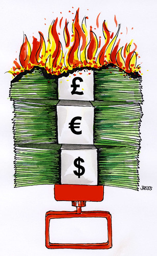 Cartoon: Basta (medium) by besscartoon tagged geld,inflation,bankenkrise,krise,bank,geldvernichtung,finanzkrise,euro,dollar,pfund,bess,besscartoon