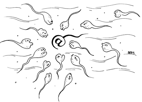 Cartoon: Blindgänger (medium) by besscartoon tagged sperma,spermien,camputer,technik,bess,besscartoon