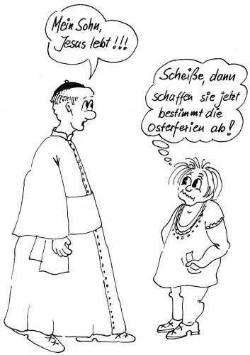 Cartoon: Enttäuschung (medium) by besscartoon tagged kirche,religion,ostern,kind,mann,pfarrer,besscartoon,bess