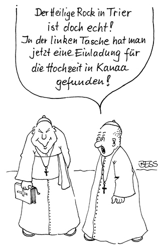 Cartoon: Heiliger Rock (medium) by besscartoon tagged besscartoon,bess,trier,vatikan,papst,pfarrer,katholisch,kirche,religion
