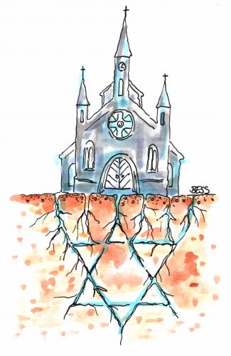 Cartoon: ohne Titel (medium) by besscartoon tagged weltreligionen,judentum,religion,kirche,besscartoon,bess