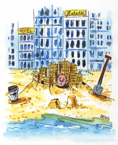 Cartoon: ohne Titel (medium) by besscartoon tagged architektur,strand,sand,mann,sandburg,bess,besscartoon
