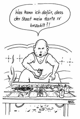 Cartoon: ohne Titel (medium) by besscartoon tagged mann,hartz4,arbeitslos,staat,bess,besscartoon