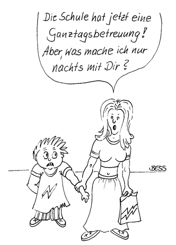 Cartoon: problematische Ganztagsschule (medium) by besscartoon tagged schule,kinder,frau,ganztagsschule,erziehung,bess,besscartoon