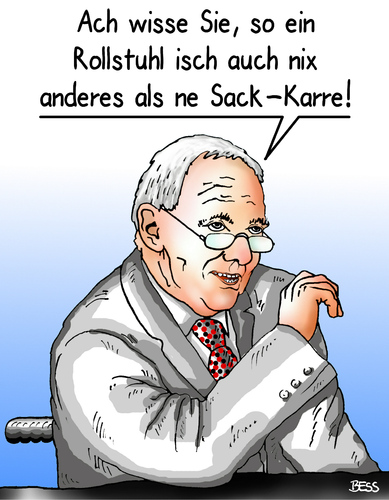 Cartoon: Sack-Karre (medium) by besscartoon tagged besscartoon,bess,behinderung,behindert,sackkarre,rollstuhl,cdu,wolfgang,schäuble,finanzminister