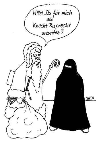 Cartoon: Sankt Nikolaus (medium) by besscartoon tagged religion,nikolaus,burka,islam,bess,besscartoon