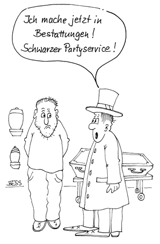 Cartoon: Schwarzer Partyservice (medium) by besscartoon tagged männer,tod,sterben,beerdigung,sarg,bestattung,bestattungsunternehmen,party,partyservice,bess,besscartoon