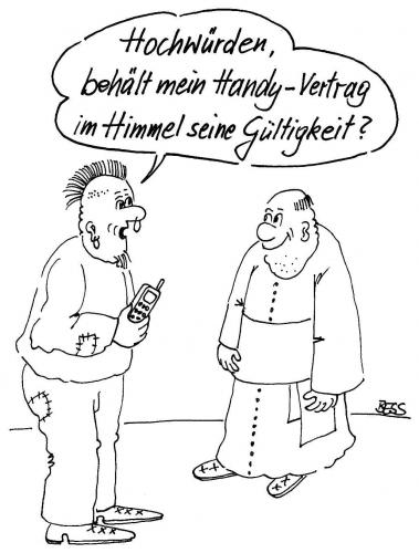 Cartoon: Sorge (medium) by besscartoon tagged himmel,handy,kirche,pfarrer,männer,besscartoon,bess,religion