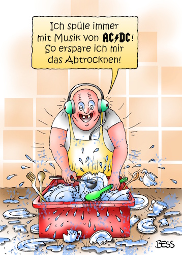 Cartoon: Spülorgie (medium) by besscartoon tagged mann,spülen,acdc,musik,orgie,hard,rock,heavy,metal,abtrocknen,bess,besscartoon