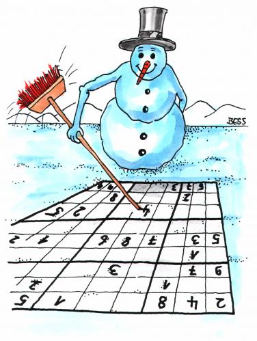 Cartoon: Sudoku (medium) by besscartoon tagged sudoku,schneemann,besscartoon,bess,winter,mathematik