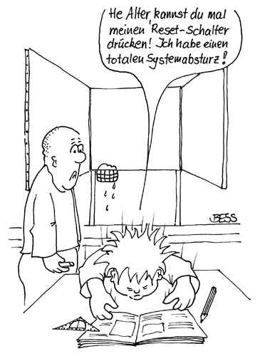 Cartoon: System-Absturz (medium) by besscartoon tagged schule,lehrer,schüler,computer,respektlosigkeit,bess,besscartoon