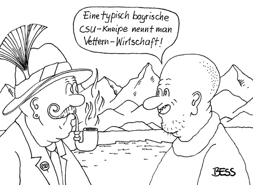 Cartoon: Vettern-Wirtschaft (medium) by besscartoon tagged selbstbedienung,csu,partei,bayern,vetternwirtschaft,amigos,verwandtschaft,anstellung,landtag,abgeordnete,gehalt,steuer,kneipe,geld,seehofer,familie,filz,bess,besscartoon