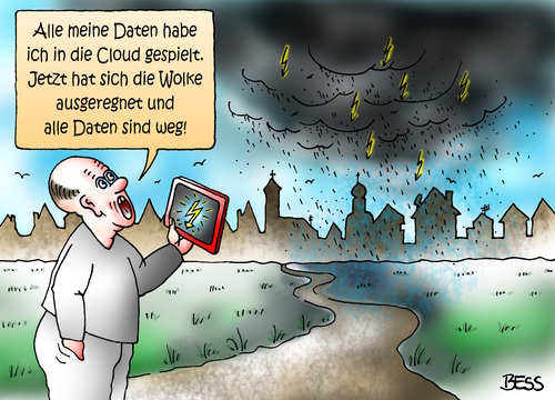 Cartoon: war wohl nix (medium) by besscartoon tagged computer,technik,tablet,mann,cloud,daten,datenverlust,bess,besscartoon