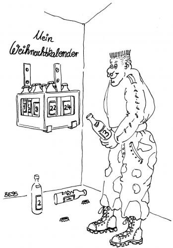 Cartoon: Weihnachtskalender (medium) by besscartoon tagged trinken,bier,religion,weihnachten,mann,besscartoon,bess
