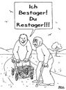 Cartoon: Bestager trifft Restager (small) by besscartoon tagged bestager,restager,alt,alter,rollator,stock,sterben,tod,bess,besscartoon