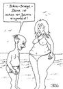 Cartoon: Bikini-Bridge (small) by besscartoon tagged paar,mann,frau,beziehung,fett,dick,diät,liebe,sex,bikini,strand,meer,bridge,bess,besscartoon