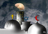Cartoon: Hirn siegt (small) by besscartoon tagged christentum,islam,judentum,kirche,moschee,hirn,hirnlos,religion,himmel,bess,besscartoon