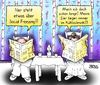 Cartoon: Social Freezing (small) by besscartoon tagged mann,frau,paar,beziehung,social,freezing,kinder,einfrieren,baby,eier,kühlschrank,zeitung,lesen,bess,besscartoon