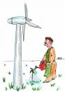 Cartoon: Windkraft (small) by besscartoon tagged mann,bess,besscartoon,windrad,ökologie,windkraft,natur,giesskanne,energie