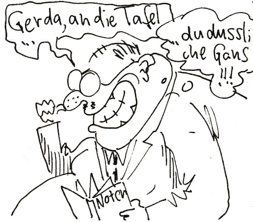 Cartoon: Sadistischer Lehrer (medium) by m tagged sadismus,lehrer,früher,damals,schulsystem,tafel,sadist
