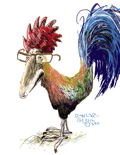 Cartoon: Rooster (medium) by Dunlap-Shohl tagged selfportrait,dunlapshohl,caricature,rooster