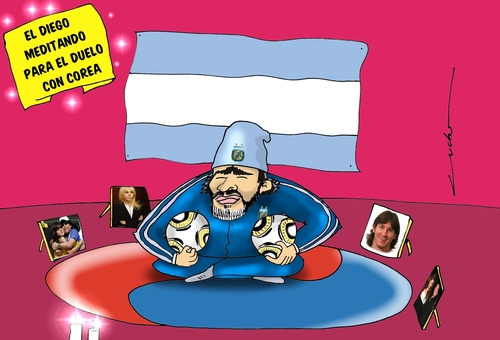 Cartoon: maradonaa (medium) by lucholuna tagged futbol,maradona,corea,mundial