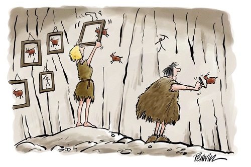 Cartoon: cave painting (medium) by penwill tagged cave,cavemen,cavepainting,prehistoric