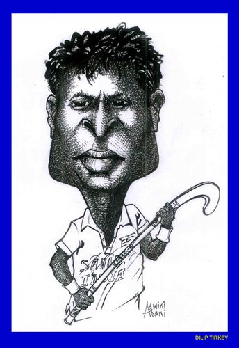 Cartoon: DILIP TIRKEY (medium) by Aswini-Abani tagged dilip,tirkey,india,hockey,sport,arjun,award,aswini,abani,asabtoons