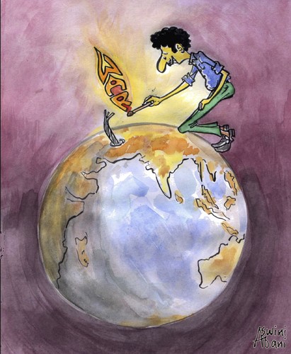 Cartoon: WAR (medium) by Aswini-Abani tagged war,world,earth,peace,bomb,terror,environment,aswini,abani,asabtoon,aswiniabani