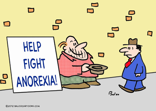 Cartoon: anorexia help fight panhandler (medium) by rmay tagged anorexia,help,fight,panhandler