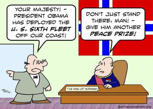 Cartoon: another peace prize obama norway (medium) by rmay tagged another,peace,prize,obama,norway