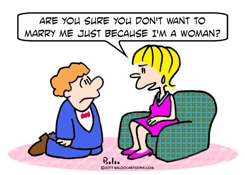 Cartoon: because woman proposal (medium) by rmay tagged because,woman,proposal