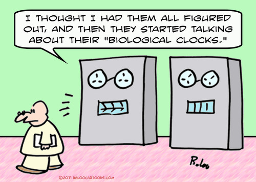 Cartoon: biological clocks computer (medium) by rmay tagged biological,clocks,computer
