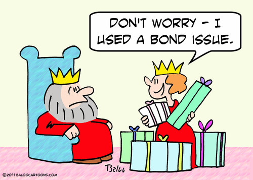 Cartoon: bond issue king queen shopping (medium) by rmay tagged shopping,queen,king,issue,bond