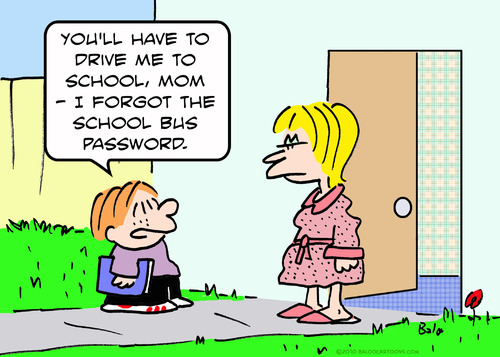 Cartoon: bus school password drive mom (medium) by rmay tagged bus,school,password,drive,mom