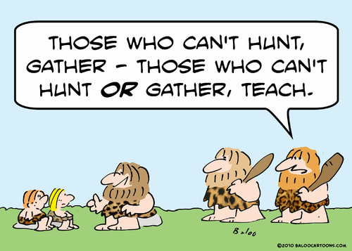 Cartoon: caveman hunt gather teach (medium) by rmay tagged caveman,hunt,gather,teach