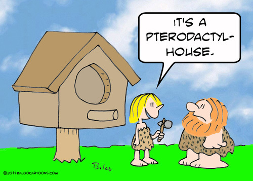 Cartoon: cavewoman pterodactyl house (medium) by rmay tagged house,pterodactyl,cavewoman